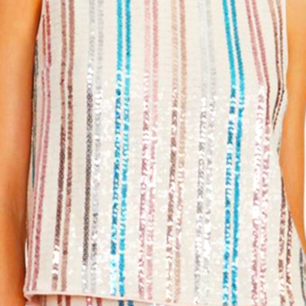 💞 Rachel Roy Addie Multi Colored Striped Sequin Top